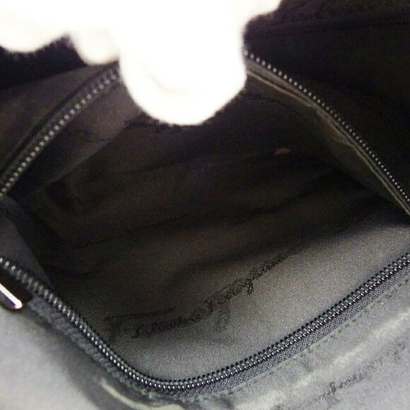Salvatore Ferragamo Shoulder Bag Hobo Canvas x Leather Authentic USED